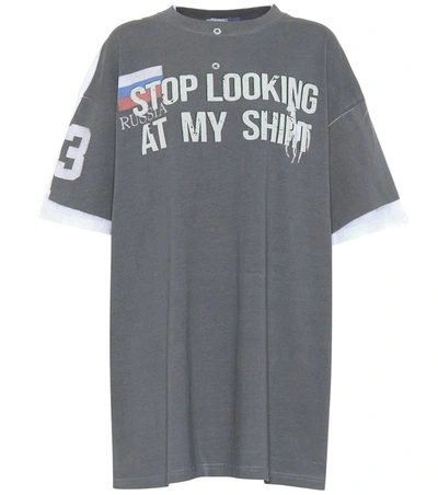 Vetements Printed Cotton T-shirt In Grey