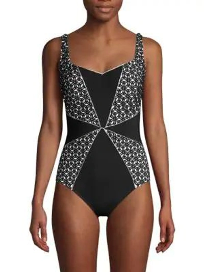 Gottex Swim Paneled One-piece Swimsuit In Black White