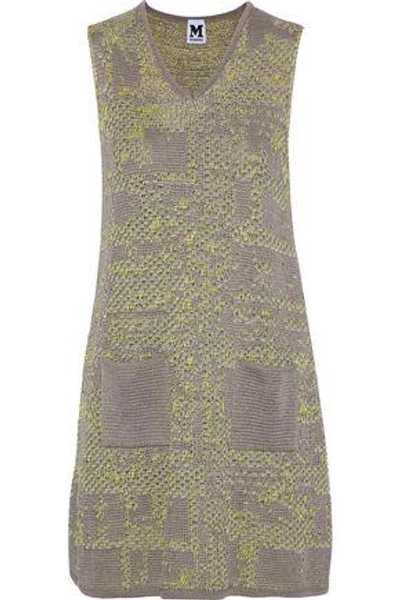 M Missoni Woman Metallic Crochet-knit Cotton-blend Mini Dress Taupe