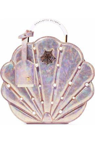 Charlotte Olympia Woman Neptune Atkinson Embellished Iridescent Leather Shoulder Bag Lilac