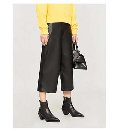 Kitri Remi Wide-leg Faux-leather Trousers In Black