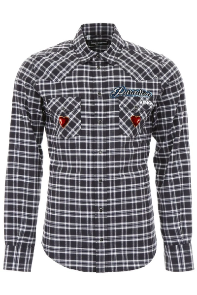 Dolce & Gabbana Paradiso Check Print Shirt In Blue