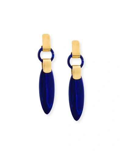 Lisa Eisner Jewelry Long Lapis Spear Drop Earrings In Blue