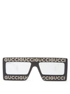 Gucci 60mm Mask Rectangular Sunglasses - Black/swarovski W/grey White
