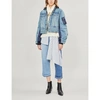 Sacai Denim And Satin Bomber Jacket In Light Blue