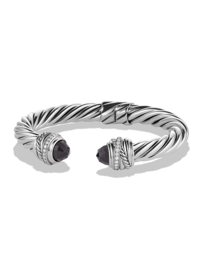 David Yurman Crossover Bracelet With Black Onyx And Diamonds In Silver