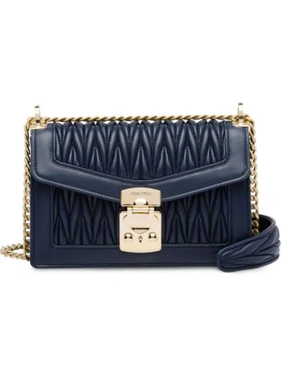 Miu Miu Miu Confidential Matelassé Leather Bag In Blue