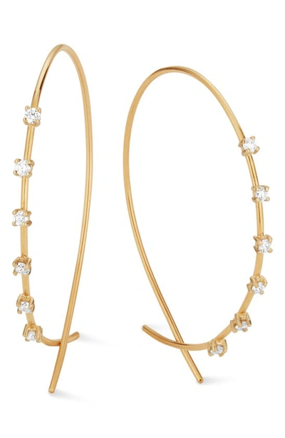 Lana Jewelry Solo Small Upside Down Hoop Earrings In Yellow Gold/ Diamond