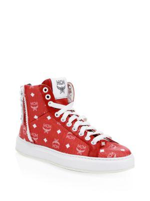 red mcm sneakers