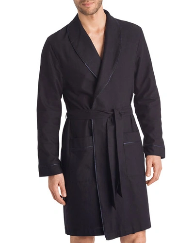 Hanro Men's Select Cotton Robe In Black