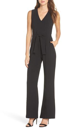 vince camuto tie waist crepe jumpsuit