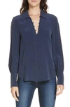 L Agence Naomi Silk Blouse In Navy