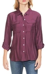 Vince Camuto Hammered Satin Utility Shirt In Cabernet