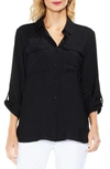 Vince Camuto Hammered Satin Utility Shirt In Classic Navy