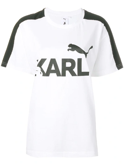 Puma Karl Cotton Jersey Cropped T-shirt In White