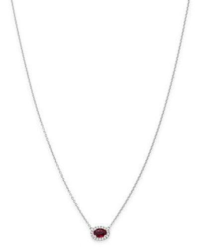 Bloomingdale's Ruby & Diamond Oval Pendant Necklace In 14k White Gold, 16 - 100% Exclusive In Red/white