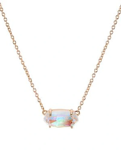 Kendra Scott Ever Pendant Necklace, 15 In Blush Dichroic Glass/rose Gold