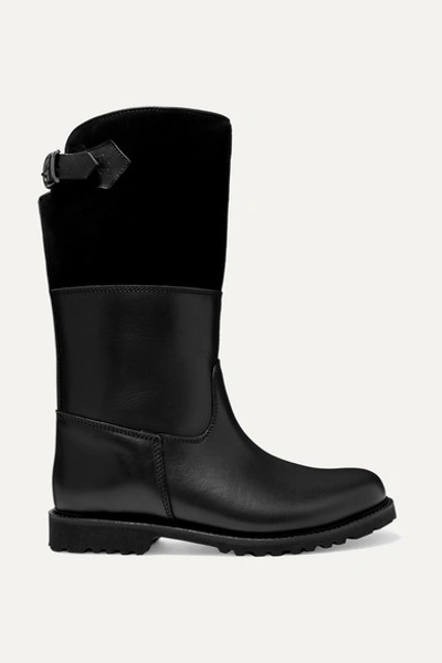 Ludwig Reiter Maronibraterin Shearling-lined Leather And Suede Boots In Black