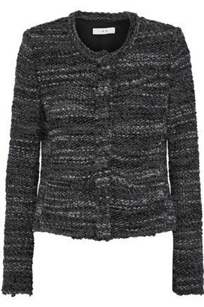 Iro Carene Distressed Bouclé-knit Jacket In Charcoal