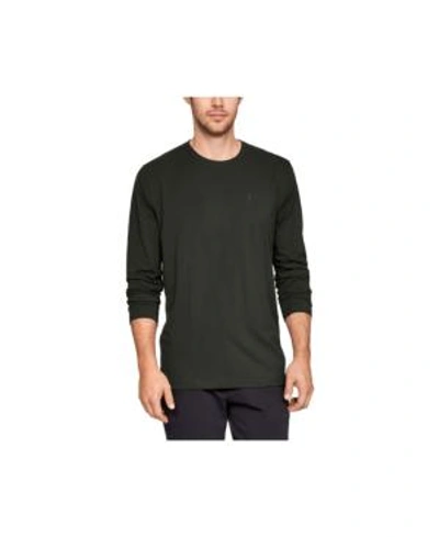 Under Armour Men's Charged Cotton Long-sleeve T-shirt In Artillery Green/black