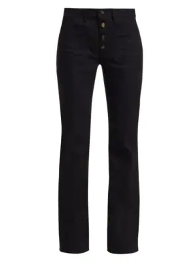 Saint Laurent Women's Patch Pocket Flare Jeans In Black