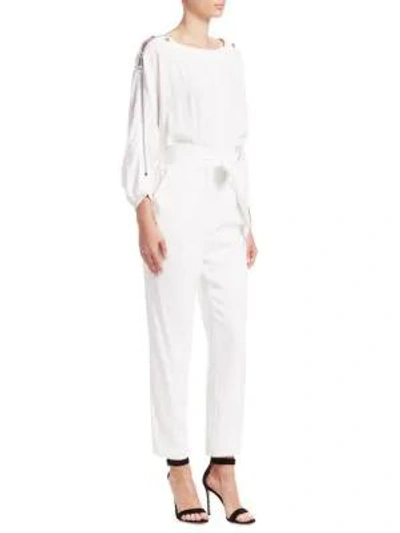 Carolina Ritzler Long Sleeve Bateau Neck Jumpsuit In White