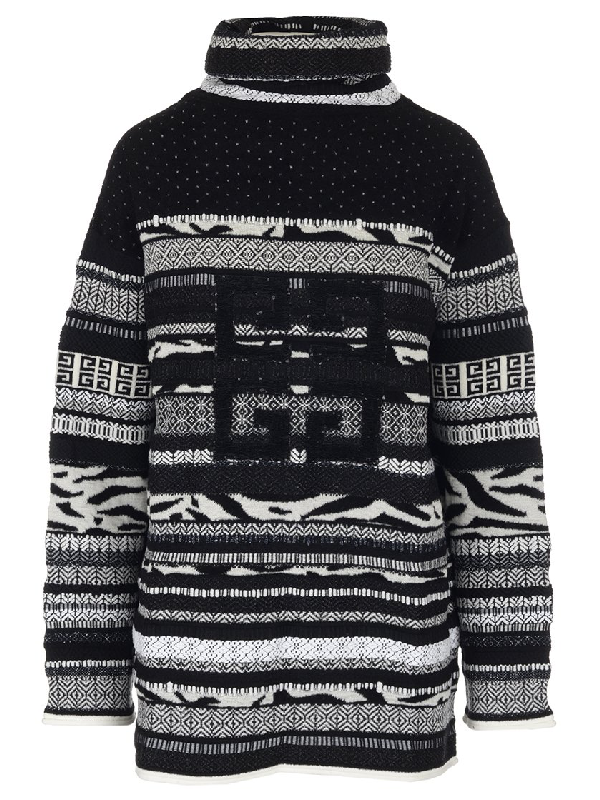 Givenchy Oversized 4g Turtleneck Jacquard Knit Sweater In Multi | ModeSens