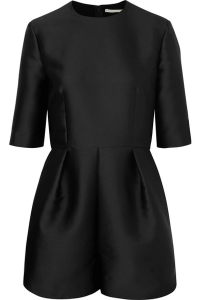Stella Mccartney Silk Satin Tailored Romper In Black