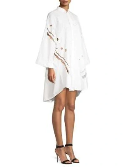 Romance Was Born Broderie Butterfly Shirtdress In White