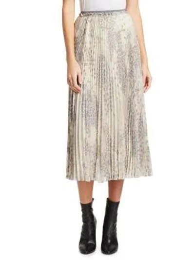 Red Valentino Cascading Star Pleated Midi Skirt In Grey