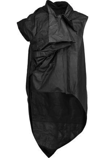 Rick Owens Woman Asymmetric Gathered Leather Vest Black