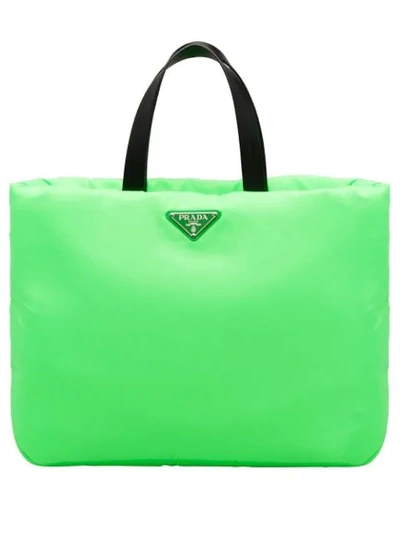 Prada Medium Padded Tote Bag In Green