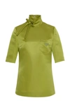 Prada Silk Satin High-neck Top In Green
