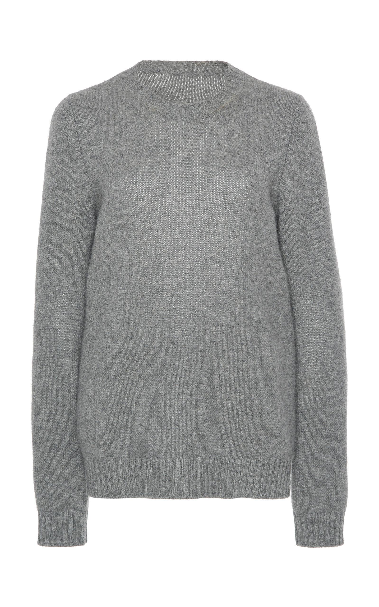 Prada Cutout Rib-Knit Sweater In Grey | ModeSens
