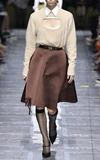 Prada Bow-detailed Silk-satin Skirt In Brown