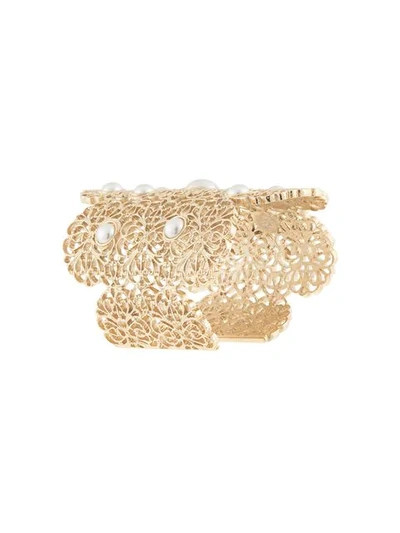 Ingie Paris Faux Pearl Cuff Bracelet In Gold