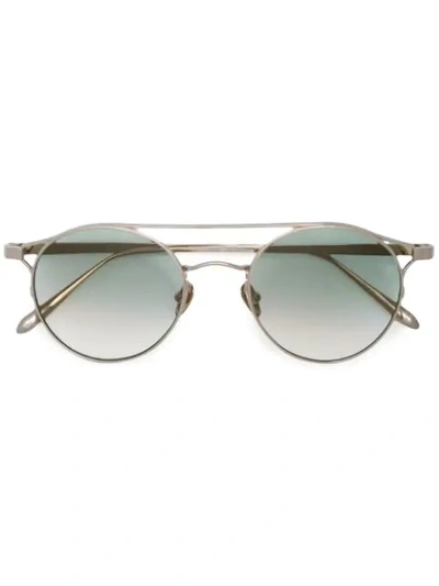 Linda Farrow Round Aviator Sunglasses In Silver