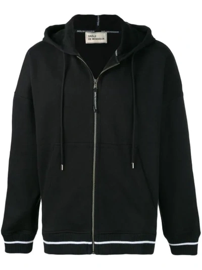 Drôle De Monsieur Back Print Zipped Hoodie In Black