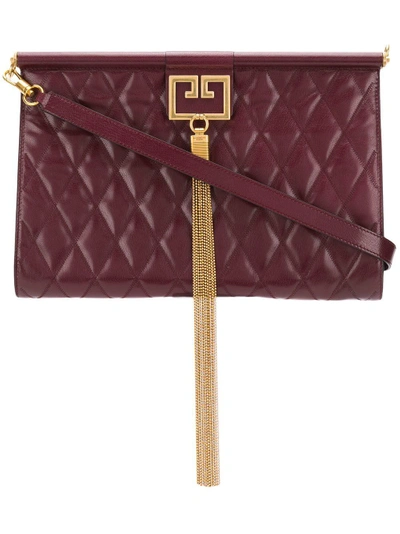 Givenchy Gem Oversized Quilted Clutch - Red