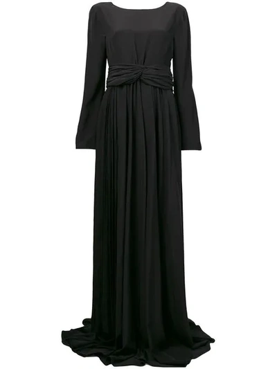 Rochas Long-sleeve Flared Maxi Dress - Black