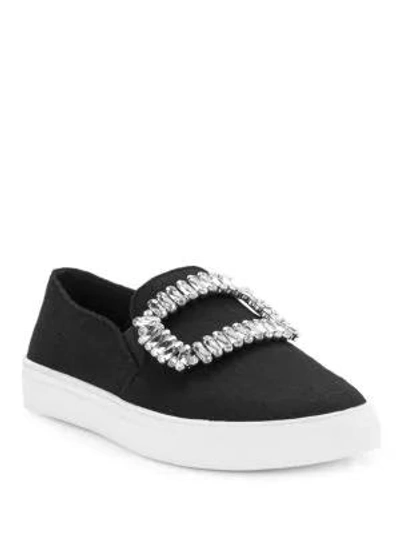 Karl Lagerfeld Ermine Embellished Slip-on Sneakers In Black