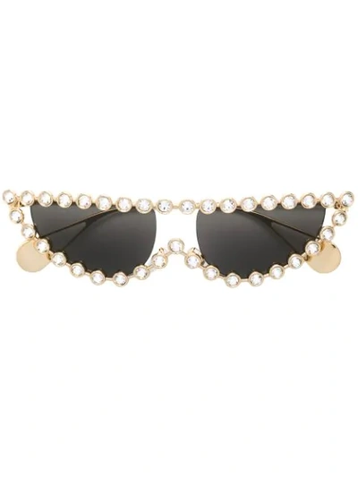 Gucci Embellished Cat Eye Sunglasses In Gold