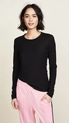 James Perse Long Sleeve Slub Crew Tee In Black