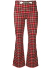 Miaou Plaid Cropped Flared Trousers In Red