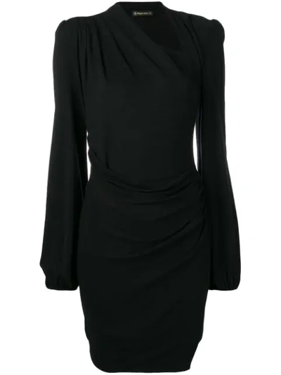 Plein Sud Ruched Asymmetric Mini Dress In Black