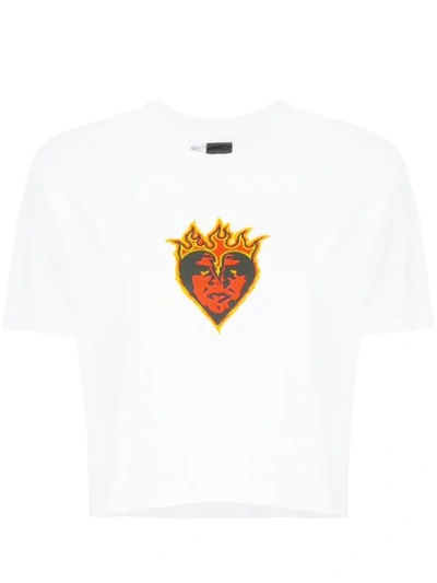 Obey Cropped Printed T In White