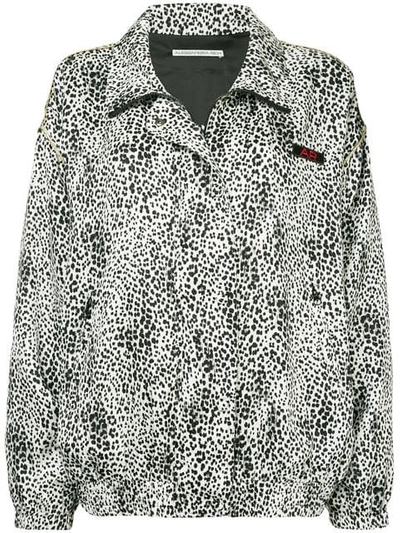Alessandra Rich Leopard Print Bomber Jacket In Brown