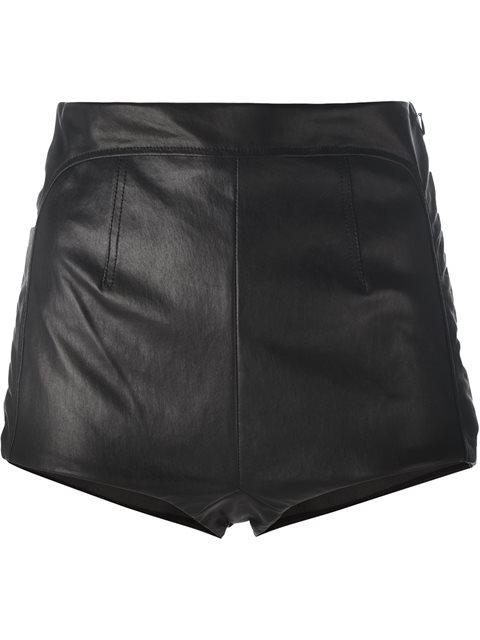 La Perla High Waisted Leather Mini Shorts, Black | ModeSens
