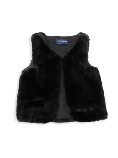 Andy & Evan Little Girl's & Girl's Faux Fur Vest In Black