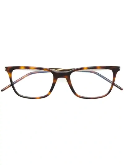 Saint Laurent Rectangular Shaped Glasses In Brown